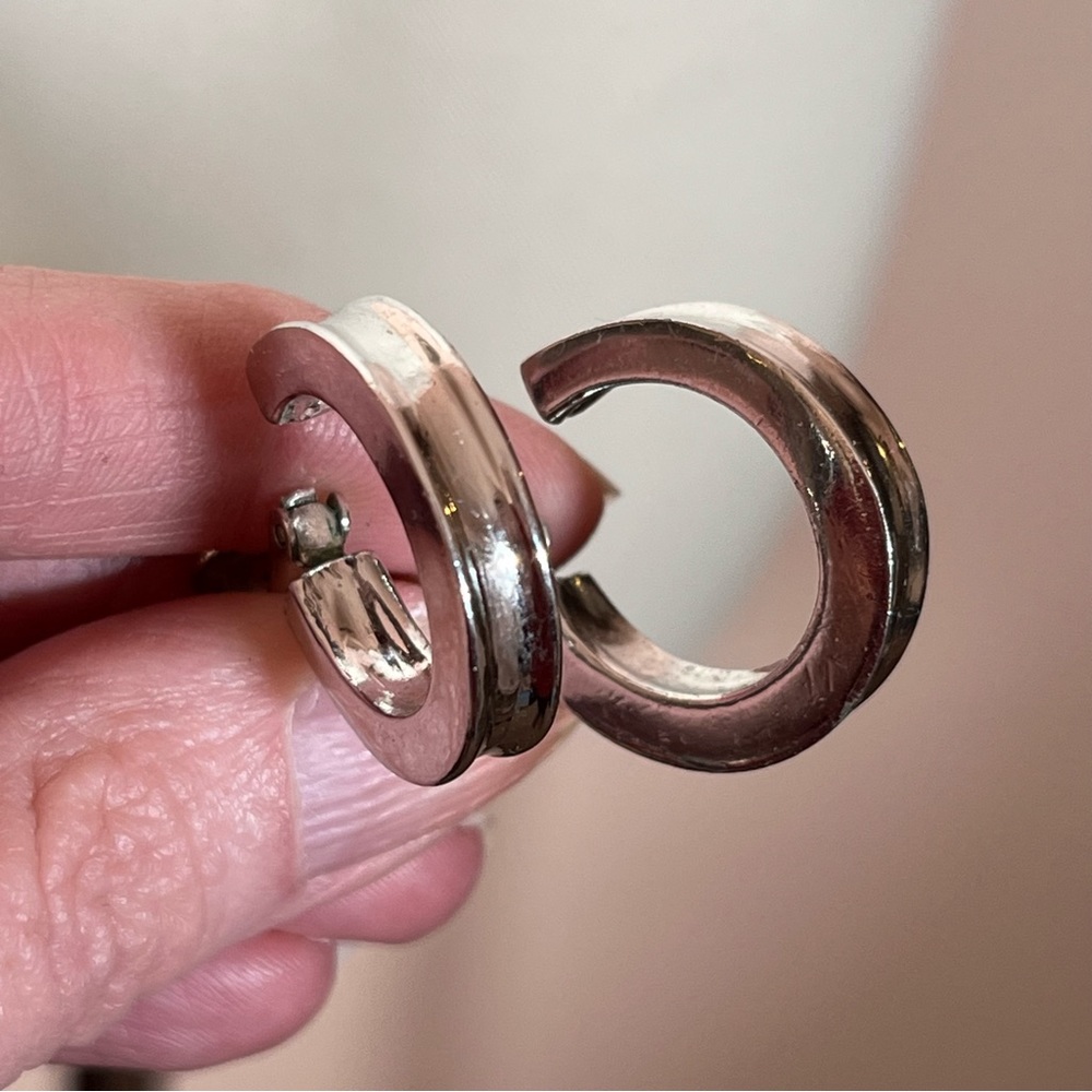 Polished Silver Hoop Earrings - Classic Women's Jewelry